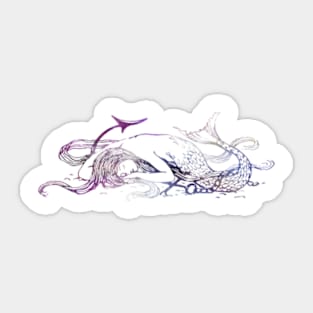 Caught Mermaid in Amethyst Sticker